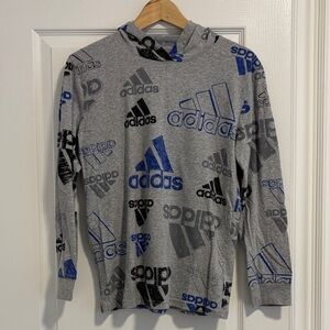 Adidas Gray Hoodie with Blue Accents